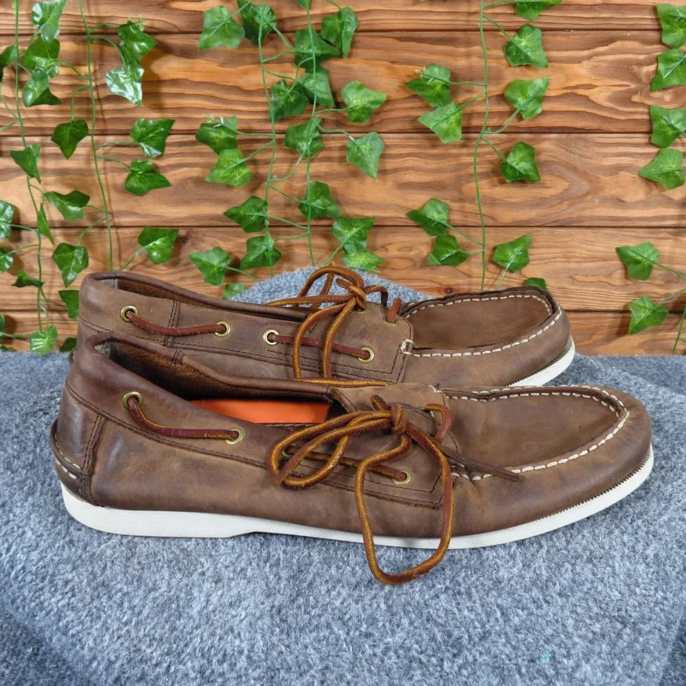Joseph Abboud Mens‎ Boat Shoe Size 13 Nautical Brown Leather Loafers
